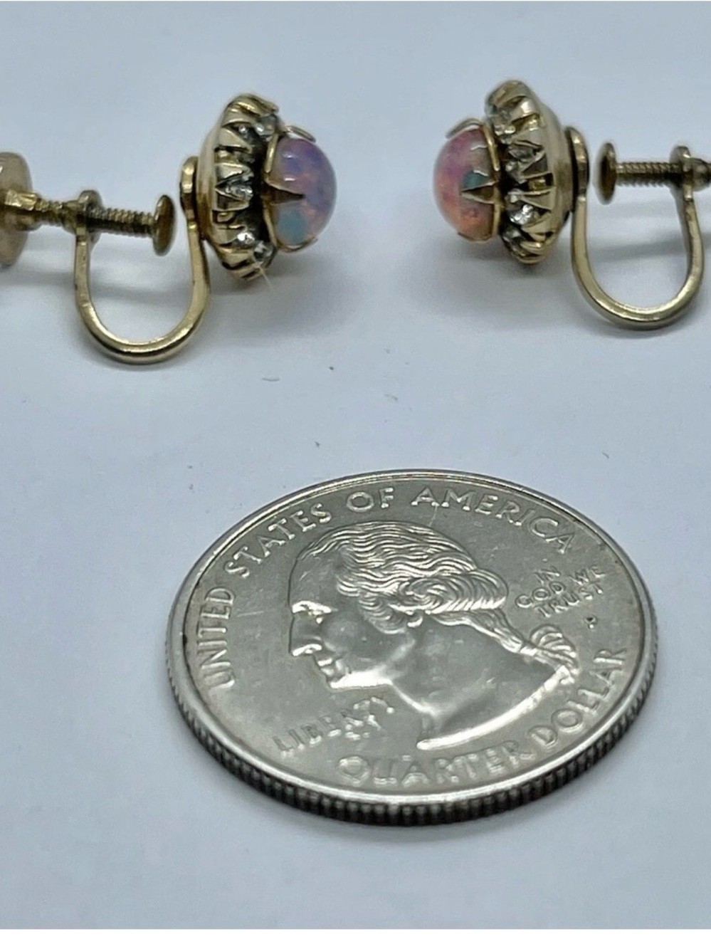 Gold-Tone Pink Opal Clip-On Earrings by